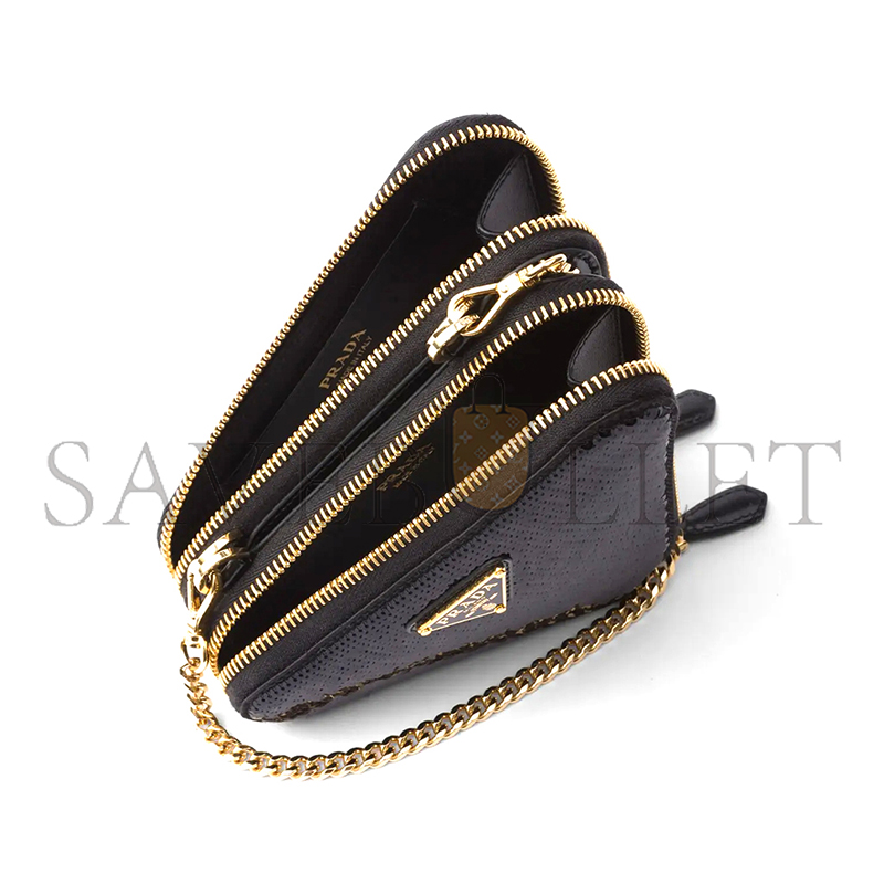 Pra*a triangular sequined mini pouch 1nr015 (15*10cm)